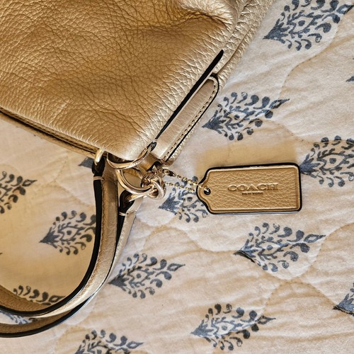 Coach Madison Phoebe Leather Hobo Gold Metallic Medium Slouchy Handbag - Bild 10 von 12