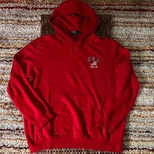 Vintage Polo Ralph Lauren USA Hoodie Hoody Pullover Red Men's Size XL VTG
