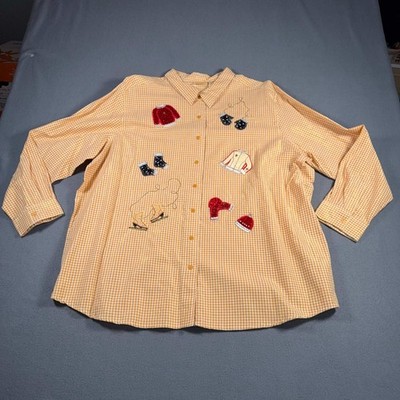 Bobbie Brooks Vintage 90s Christmas Gold Plaid Button Shirt Womens 22W/24W NWT