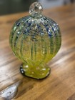 Hand Blown Hollow Art Glass Pumpkin Yellow Green Blue Loop Stem 5.75” — photo 10