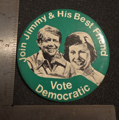 Jimmy Carter Button ''Join Jimmy & His Best Friend'' 1976 Campaign 3'' Roslyn