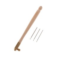 1 Set Holzgriff Tambour HäKelnadel Mit 3 Nadeln Stickwerkzeug