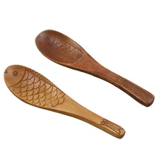 Japanese Style Fish Shaped Spoon Hand Carved Texture Scoop Tableware