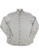 Emanuel Berg Modern Fit Geometric Patterned Button Up Shirt Men s Large 16 1/2