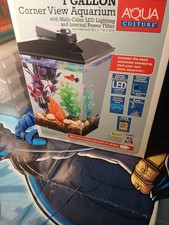 Aqua Culture 1 Gallon Corner View Aquarium w/Lighting  Filter New Open Box