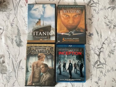 Leonardo Dicaprio DVDs 4 lot - Titanic, Aviator, Inception and Gatsby