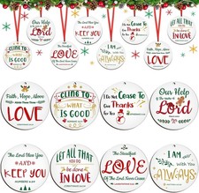 Christmas Hanging Ornaments Religious Bible Verse Wood Christian...