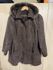 Rino & Pelle Leder Jacke Kaninchen fell Dunkles Braun 46