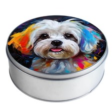Metalldose /  Vorratsdose / Aufbewahrungsdose rund 15 cm - Hund Havaneser 114