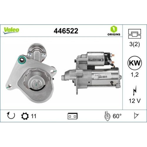 Démarreur Valeo 446522 à haute efficacité pour allumage Mazda