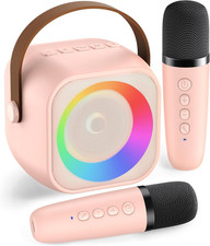 Karaoke Machine for Kids Adults, Mini Portable Bluetooth Karaoke Speaker with 2