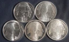 FIVE (5) INDIAN BUFFALO 1 OZ .999 SILVER ROUNDS ( 5 OZ TOTAL)  LOT 230143