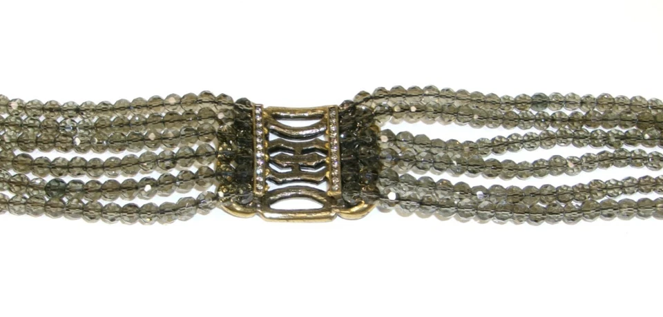Heidi Daus Smoky Gray Bead Multi-Strand Crystal Choker Necklace - Image 4 of 4