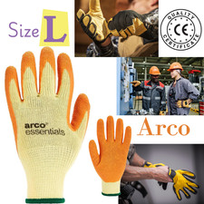 Pack of 12 Arco Essentials Latex Coated Gloves – Yellow & Orange Grip Size 9/L