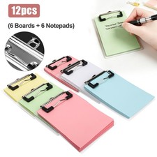 12PCS Mini Clipboard Notepads Portable Memo Boards Clear Note Pad Set with Hook