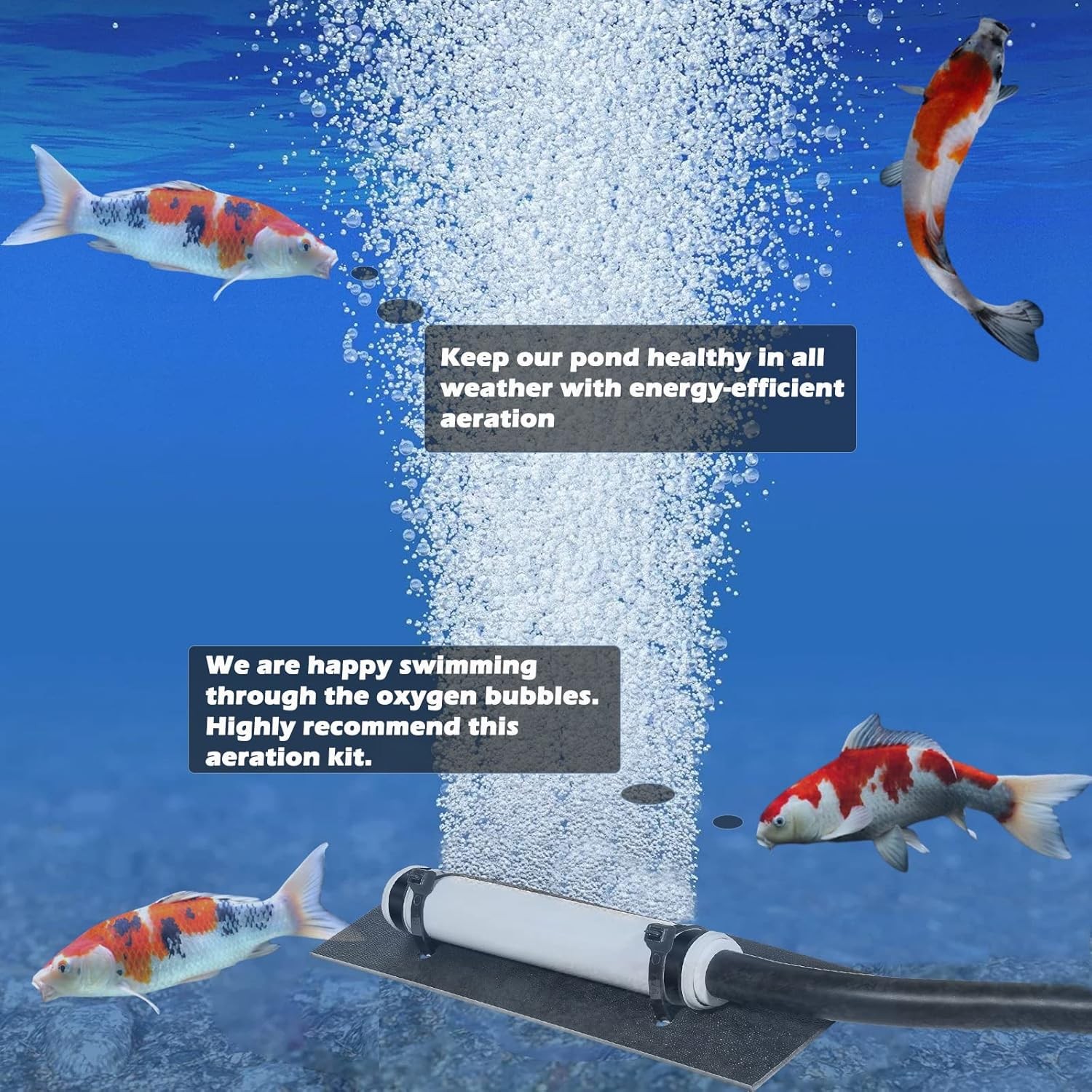 Pond Aeration Kit up to 4,000 Gallons, Pond Aerator, Koi Fish Pond Air Pumps