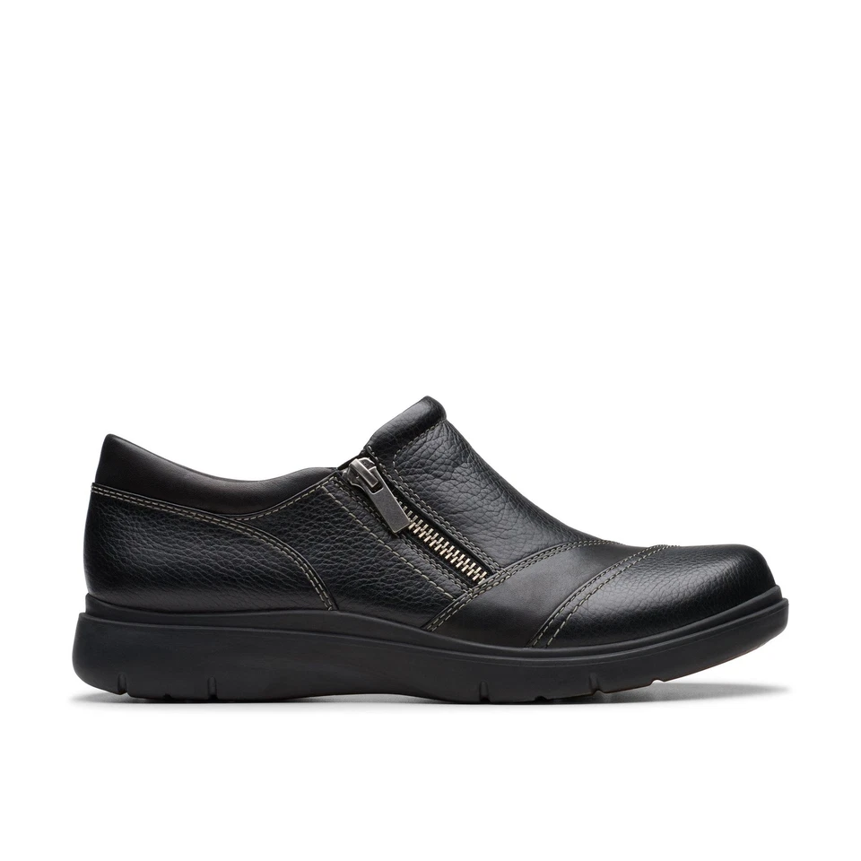 Clarks Womens Certina Pure Black Leather Casual  Shoes