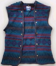Pendleton Lobo Sweater Vest Mens M Vintage Virgin Wool Southwestern Aztec Blue
