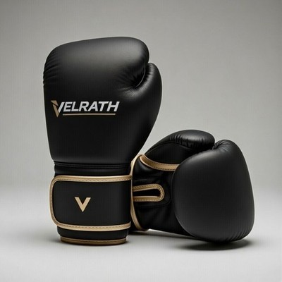 Velrath Boxing Gloves Black Gold Sparring Training MMA Bag Work Kickboxing New