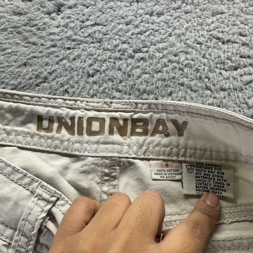Pantalón Union Bay para mujer 31x34 blanco algodón carga cónico tiro bajo ropa de trabajo utilitario Foto 3 de 4