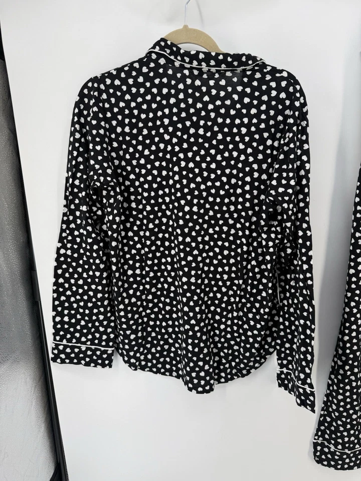 Mujer PJ Salvage Pijama Negro Corazones Grande Algodón Modal Jersey Mezcla Nuevo con Etiquetas Foto 3 de 4
