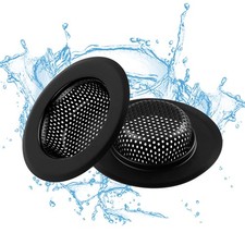 Sink Drain Strainer, 2 PCS Kitchen Strainer - Upgraded Large Wide Black