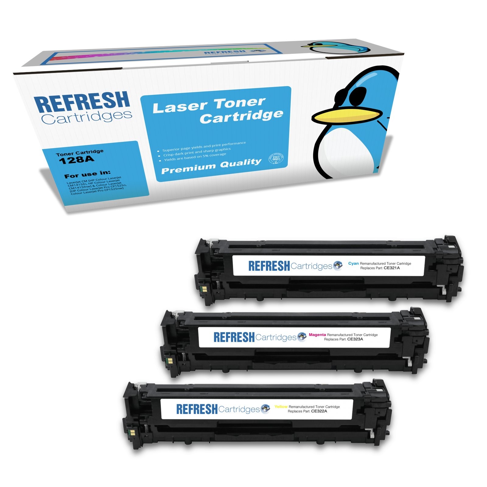 Refresh Cartridges 3 Colour Value Pack 128A Toner Compatible With HP Printers