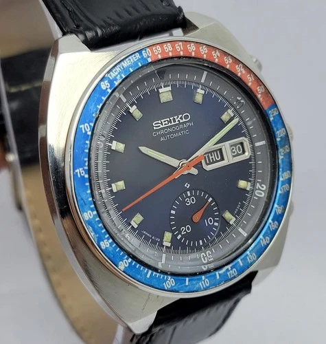 Seiko Pogue 6139-6002 Automatic Pepsi Bezel Chronograph Vintage Men’s Watch