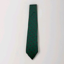 DAKS Men's 100% Silk Necktie LUXURY Tie Green Santa Christmas Made In USA Vtg