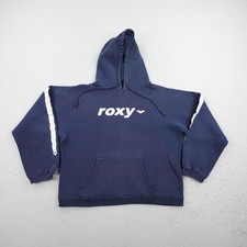 Vintage Roxy Quiksilver Hoodie Womens Medium Blue Pullover Sweatshirt Skater Y2K