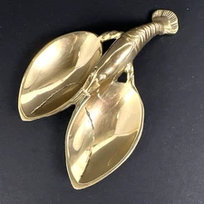 Vintage Lobster Brass Divided Trinket Dish Figurine Nautical Ocean Decor 6.5"