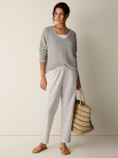 EILEEN FISHER Organic Cotton Pucker Check Tapered Pant CHALK
