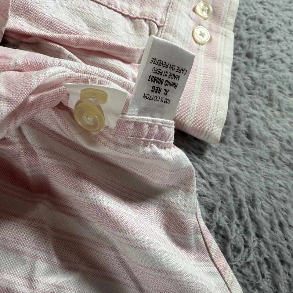 Camisa LL Bean Botón Para Hombre XL Rosa Rayas Manga Larga Algodón Hecha en Perú Foto 4 de 4