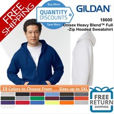 Gildan Unisex Heavy Blend Pocket Full-Zip Hooded Sweatshirt Up To 5XL 18600