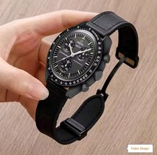 Omega Speedmaster - Replacement Leather Strap - Premium - Black Watch Strap