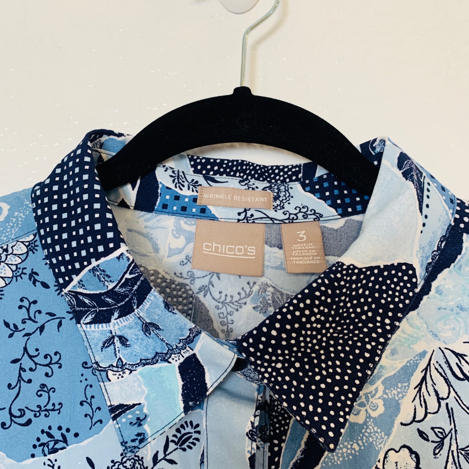 Chico's Whimsy Patchwork Button Up Shirt Size 3 =… - image 2