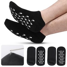 Aluroice 11" Large Silicone Moisturizing Socks for Men 2 pairs black L, Black
