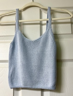 Sky Blue Threadbare Camisweater Tank Crochet Woven Boho Festival  SpringSummer S