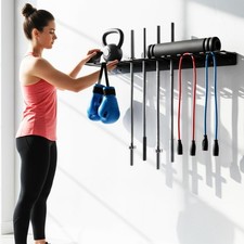 33" Wall Mount Barbell Storage & Tool Rack, 10L8S Slots Heavy Duty Organizer,...
