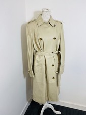 Women's  double breasted Beige Marks & Spencer long Leather trench coat Size 18