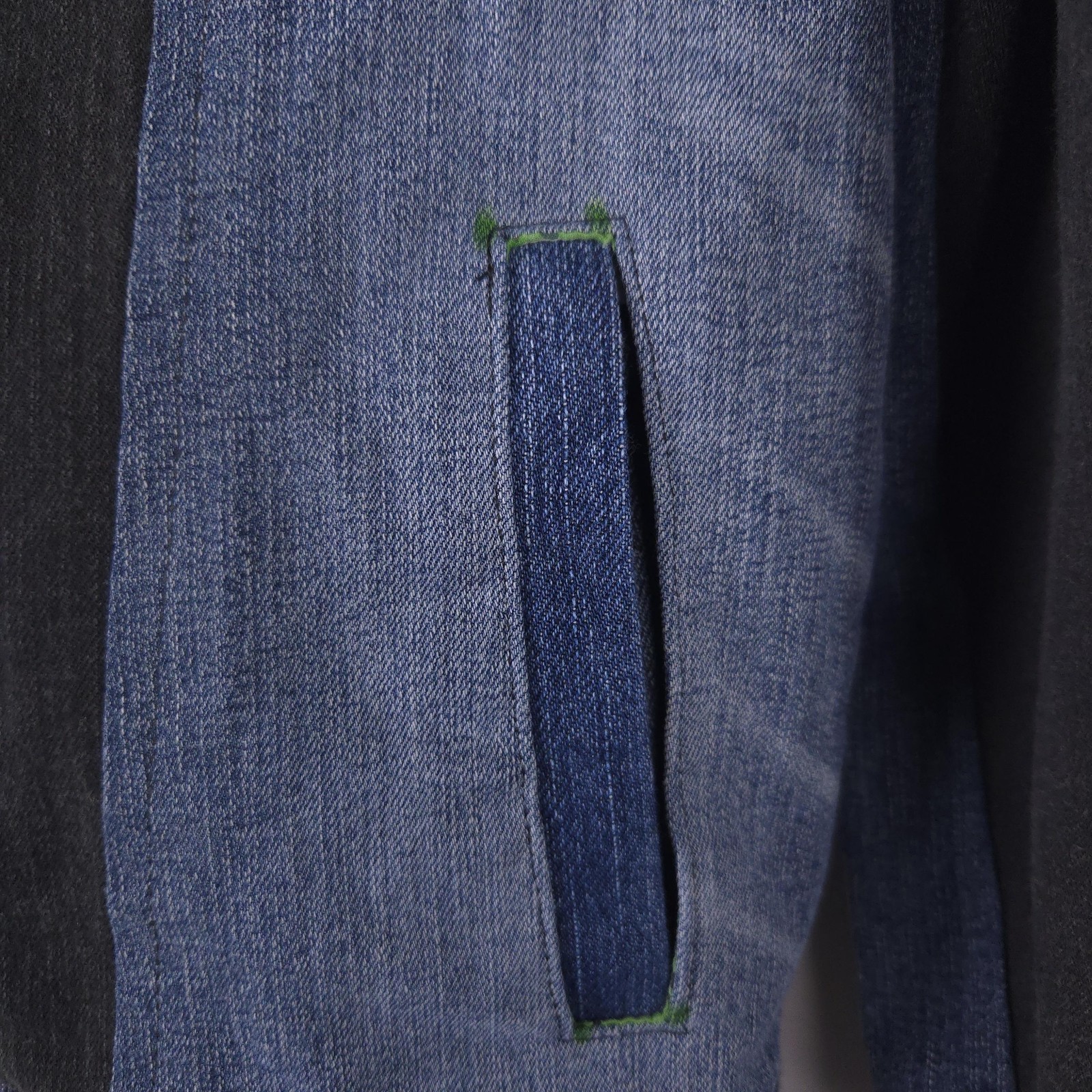 Mens Denim Jacket Medium Blue Patchwork Equipemen… - image 7