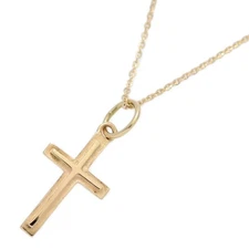 agete Agate Cross Motif Plain Necklace Pendant/K10YG/416-1.7g/Yellow Gold/Gi...