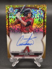 2023 1st Bowman Chrome Cristofer Torin Auto Gold Speckle Refractor #'d 38/50