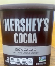 Hershey's Cocoa 100% CACAO Natural Unsweetened Powder 8 oz tub Exp 4/27 FAST SHI