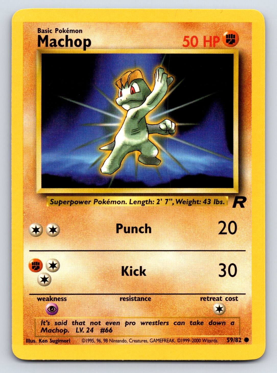 Machop Common Vintage Pokemon Team Rocket 59/82 LP