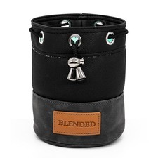 Black Leather Golf Valuables Pouch, Bucket Waist Design, Drawstring Tee Bag