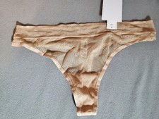 NWT RARE STYLE DKNY SHEER SIGNATURE MESH THONG PANTIES DK1031 1B9 NUDE M