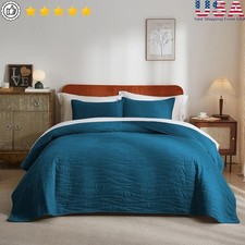 Ultra Soft Velvet Quilt Set Elegant Geometric Bedding Double Stitched Shams New