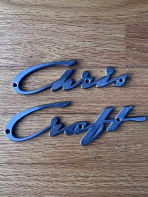 Vtg Chris Craft Boat SIDE EMBLEM Original NAME PLATES Side Marine Metal