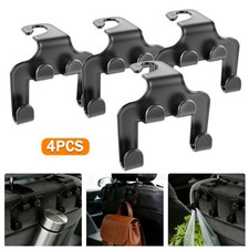 4X Universal Car Seat Back Headrest Hooks Hanger Holder Hook for Purse Bag,Black